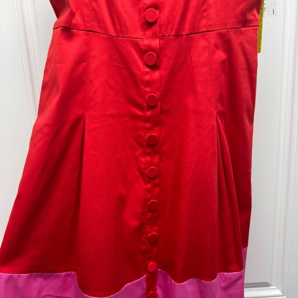Gianni Bini Red and Pink Colorblock Button-Up Dress - Picture 5 of 12